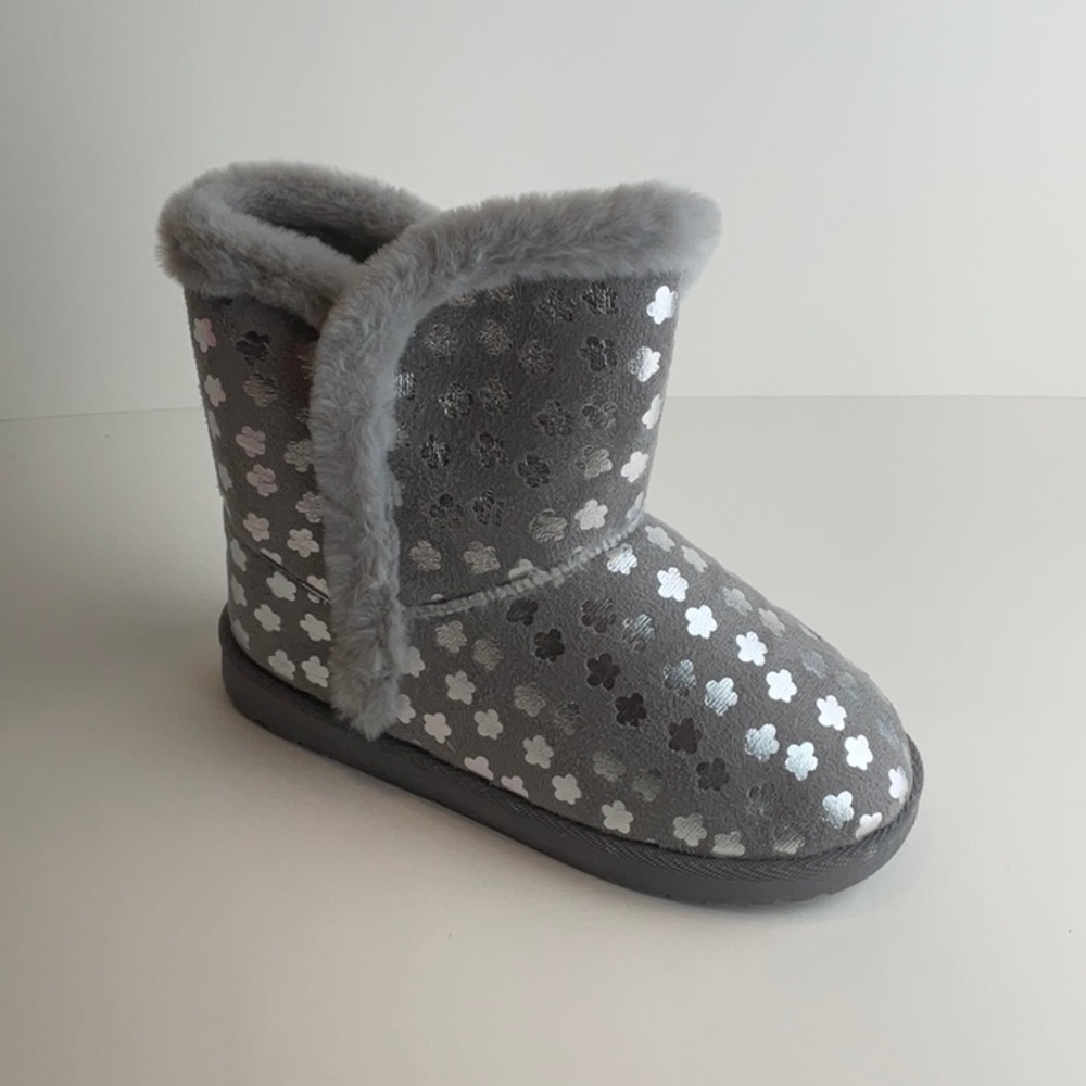 Olivia miller girl flowers silver boots winter big Girls grey size 5